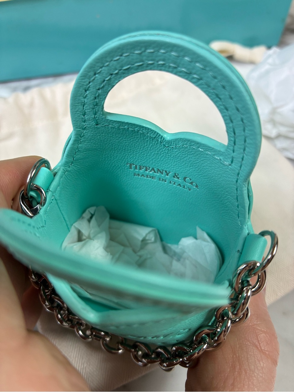 Tiffany & Co. Blue Leather Micro Nano Return to Tiffany Bag Charm - NWT - Picture 8 of 9